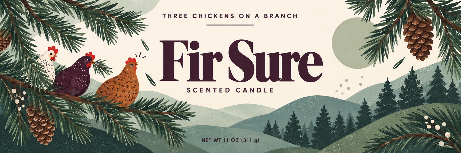 Fir Sure candle label illustration