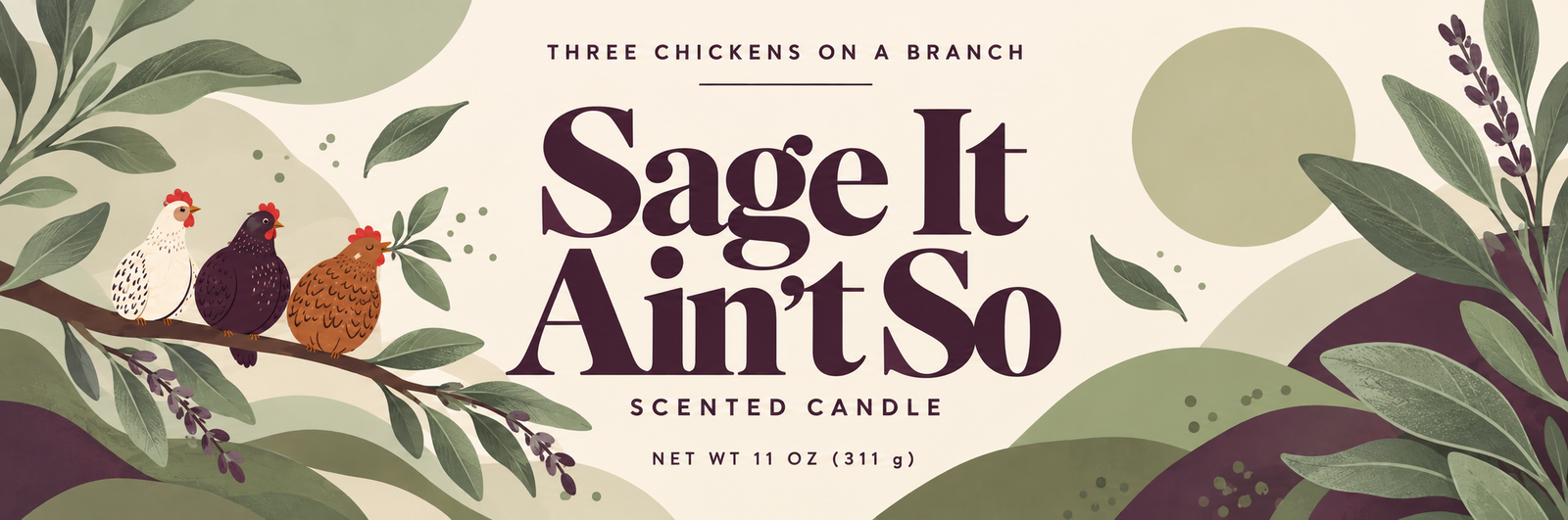 Sage It Ain’t So candle label illustration